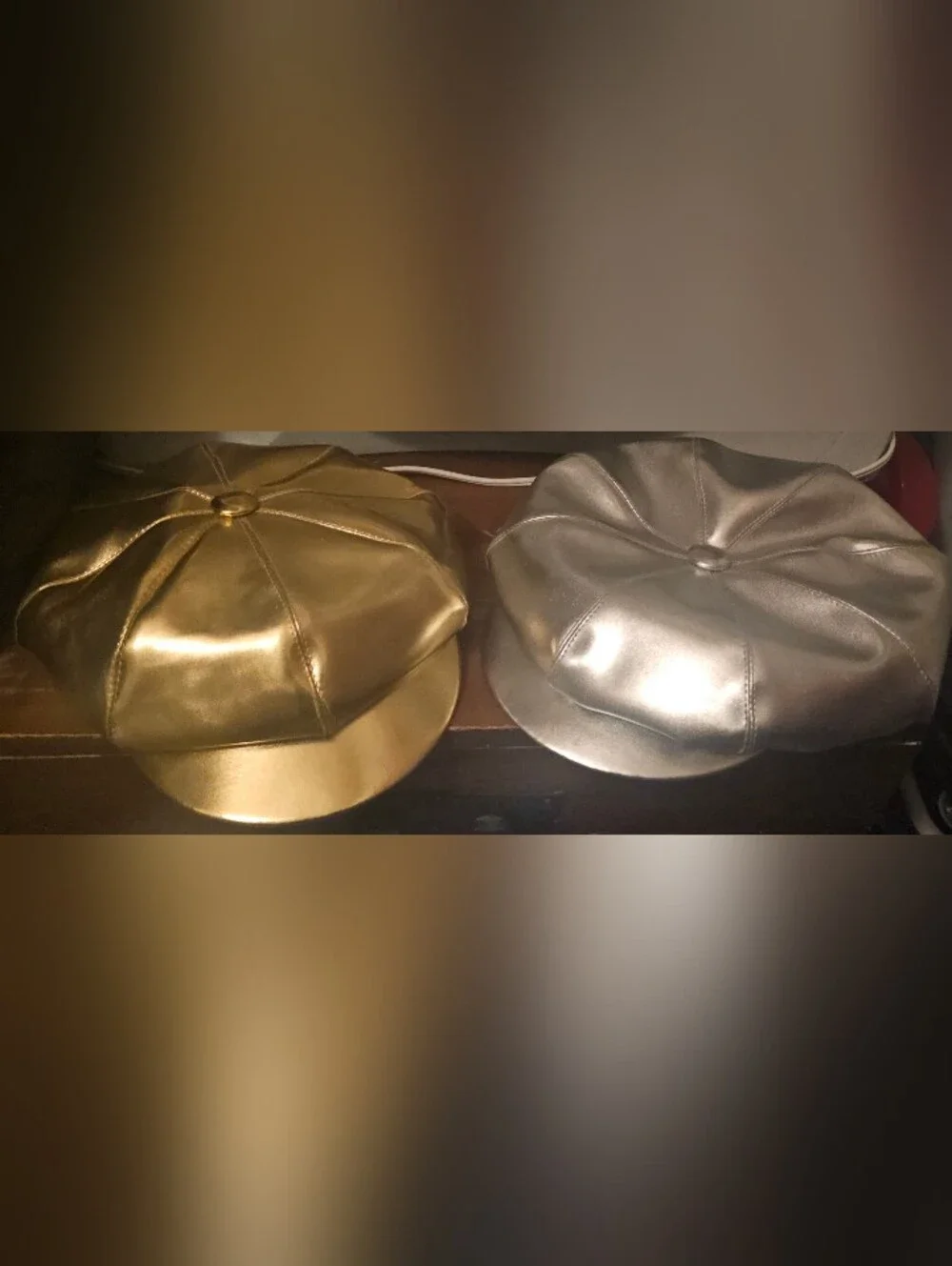 Metallic Gold and Silver Newsboy Caps - Women Accessories